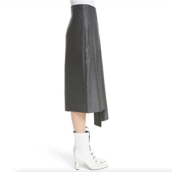TIBI Womens Asymmetrical Drape Skirt In Dark Heather Gray - Picture 13 of 13